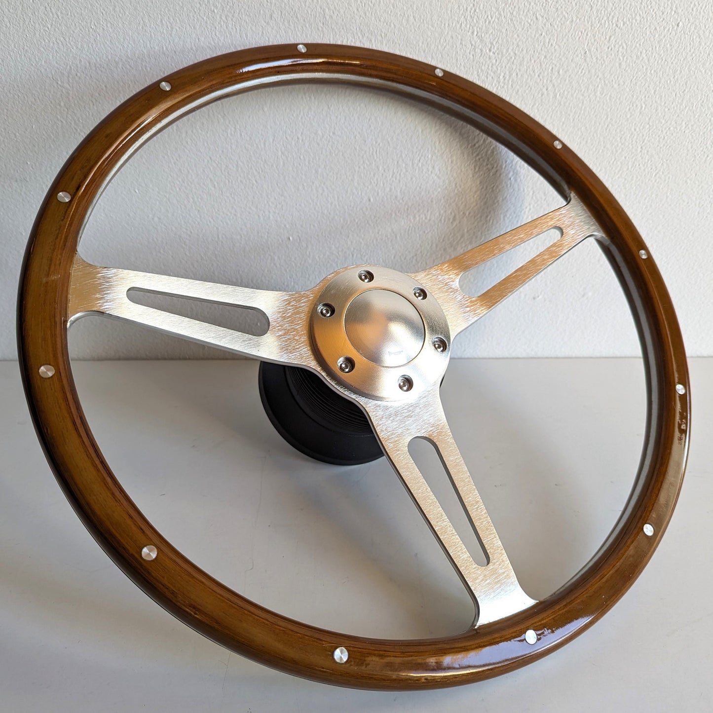 Steering wheel Used custom rebuld wood chome 380mm  vintage hand rebuilded For Mercedes Benz R107 W114 W115 W116 1972-1976