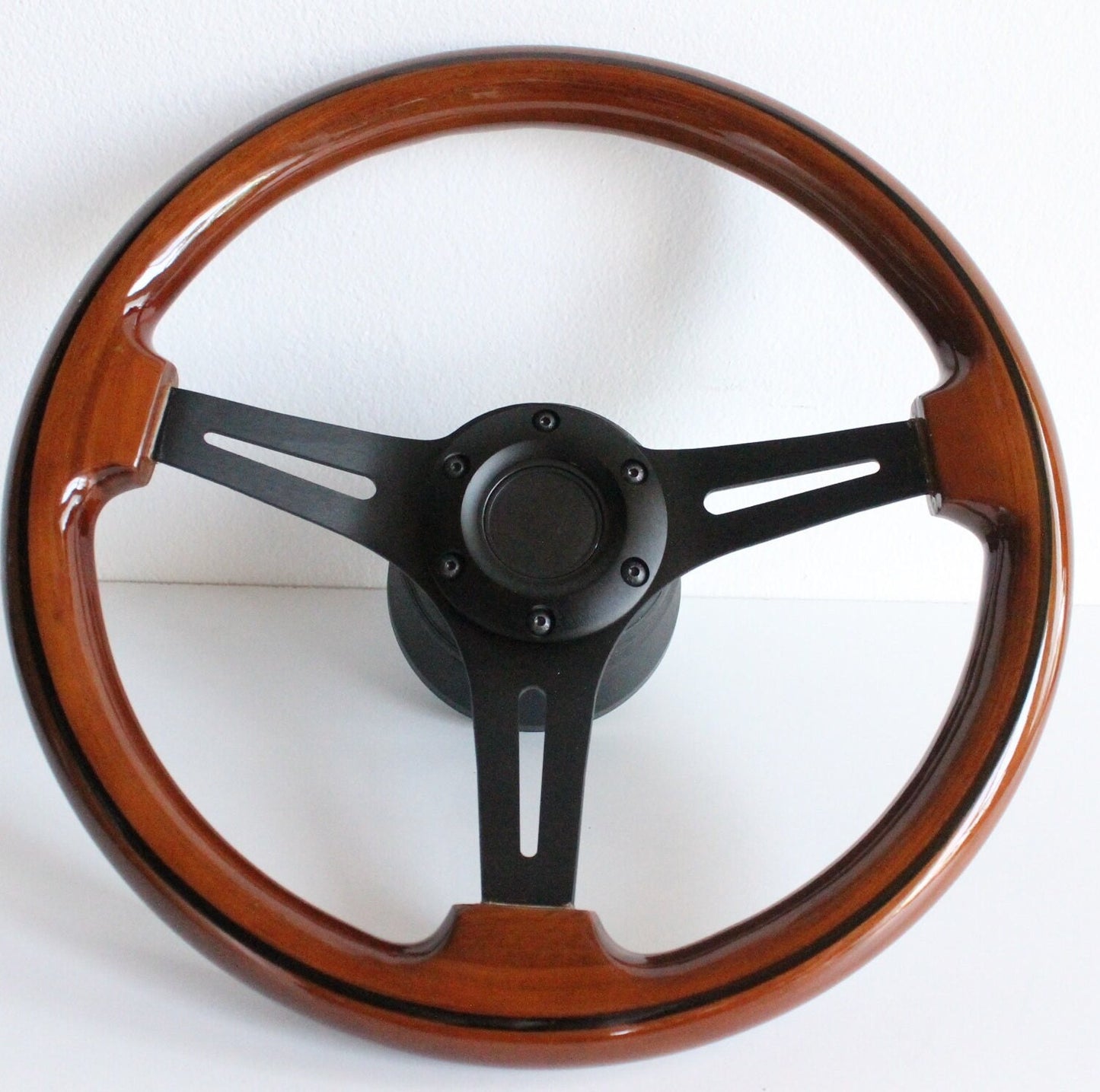 Steering wheel Used custom rebuld wood Black 350mm  vintage hand rebuilded  For Mercedes Benz W124 W210 W140 R129 W202 R170 SLK CLK S E W208