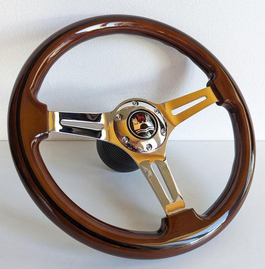 Steering wheel fits for VW Wolfsburg custom rebuld wood chrome spokes 350mm wooden classic vintage hand rebuilded for Golf Jetta Mk1 Mk2