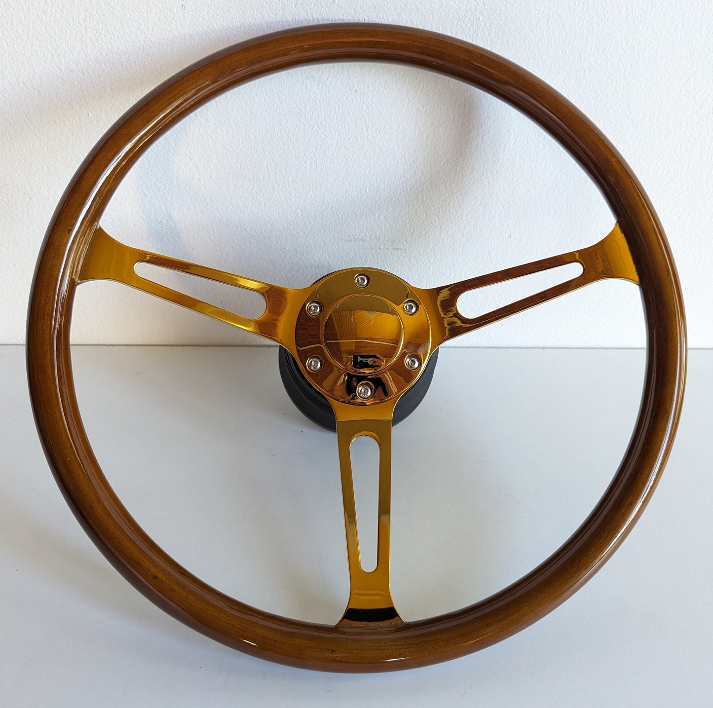 Steering wheel Used custom rebuld wood chome Golden look  vintage hand rebuilded Fits For Mercedes Benz W123 W124 W201 W126 R107 78-88