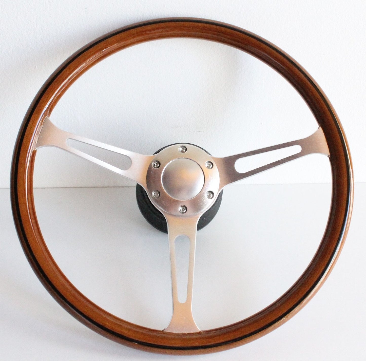 Steering wheel Used custom rebuld wood Silver 380mm vintage hand rebuilded Fits For R121 W120 W121 SL190 220S L319