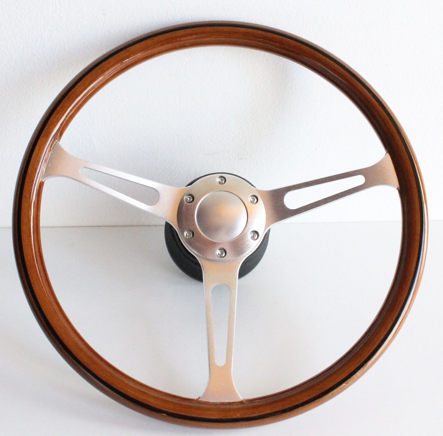 Steering wheel Used custom rebuld wood Silver 380mm vintage hand rebuilded Fits For Mercedes Benz  W114 W115 W116 R107 1972-1977