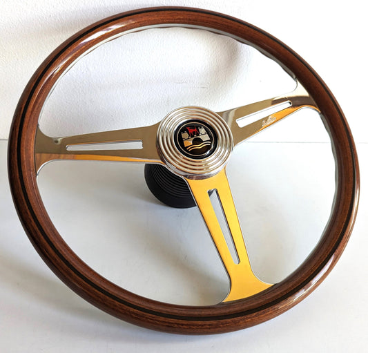 Steering wheel fits For VW  Wolfsburg custom rebuld wood chome 390mm OEM LUISI  vintage hand rebuilded For Bus T2 Vanagon Transporter 72-79