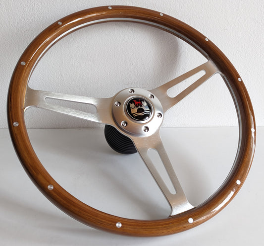 Steering wheel fits For VW Wolfsburg Used custom rebuild wood chrome 380mm hand rebuilded Bus For T2 caravelle Vanagon Transporter 1972-1979