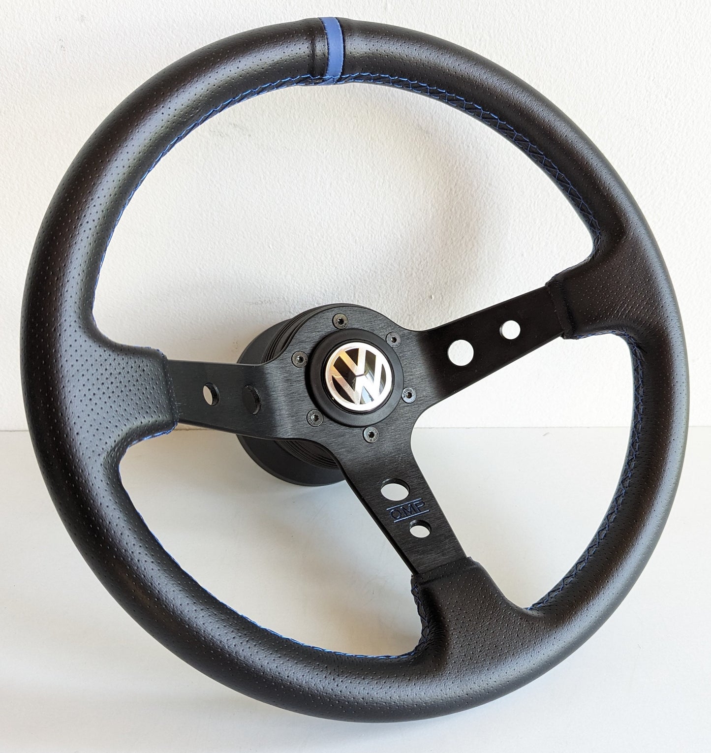 Steering wheel fits For VW Used custom rebuild perforated leather Blue Red Yellow Green hand rebuilded Deep Dish For Golf Jetta Mk4 Bora B5