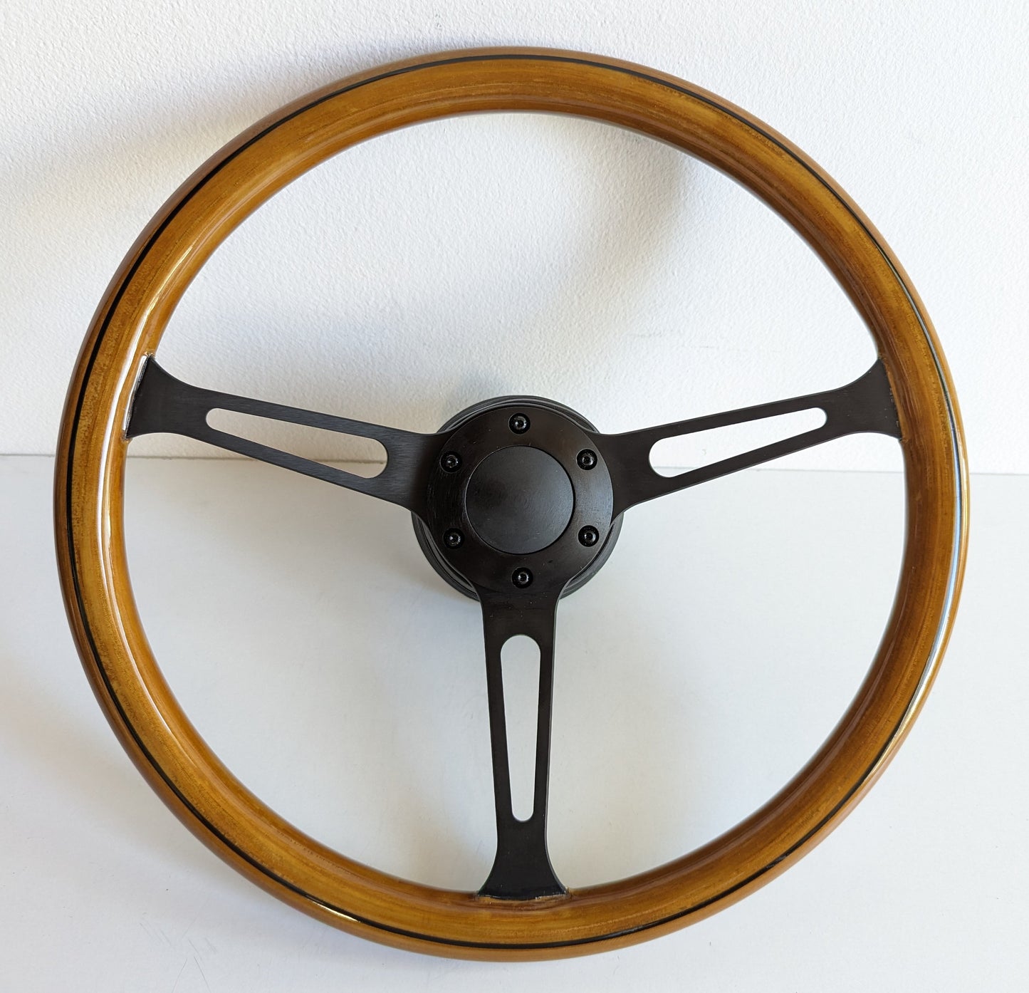 Steering wheel Used custom rebuld wood Black spokes 380mm vintage hand rebuilded Fits For Mercedes Benz W123 W124 W201 W126 R107 1978-1988