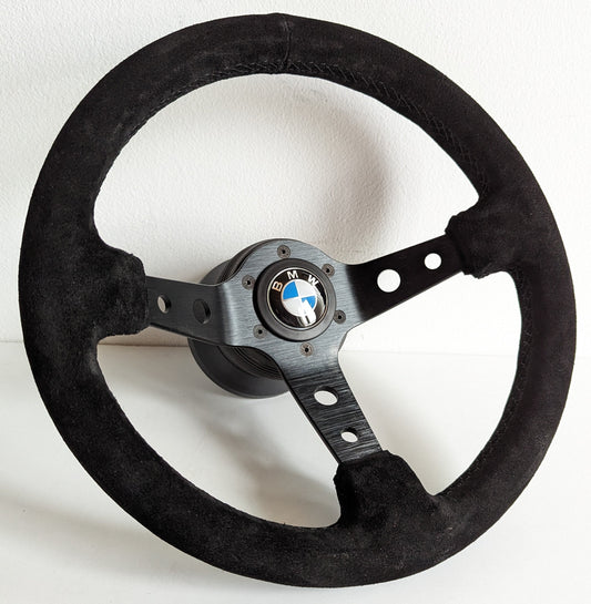 Steering wheel fits For BMW Used custom rebuild with new suede alcantara leather Black  hand rebuilded Deep Dish E38 E39 E46 Z3 1999-2004