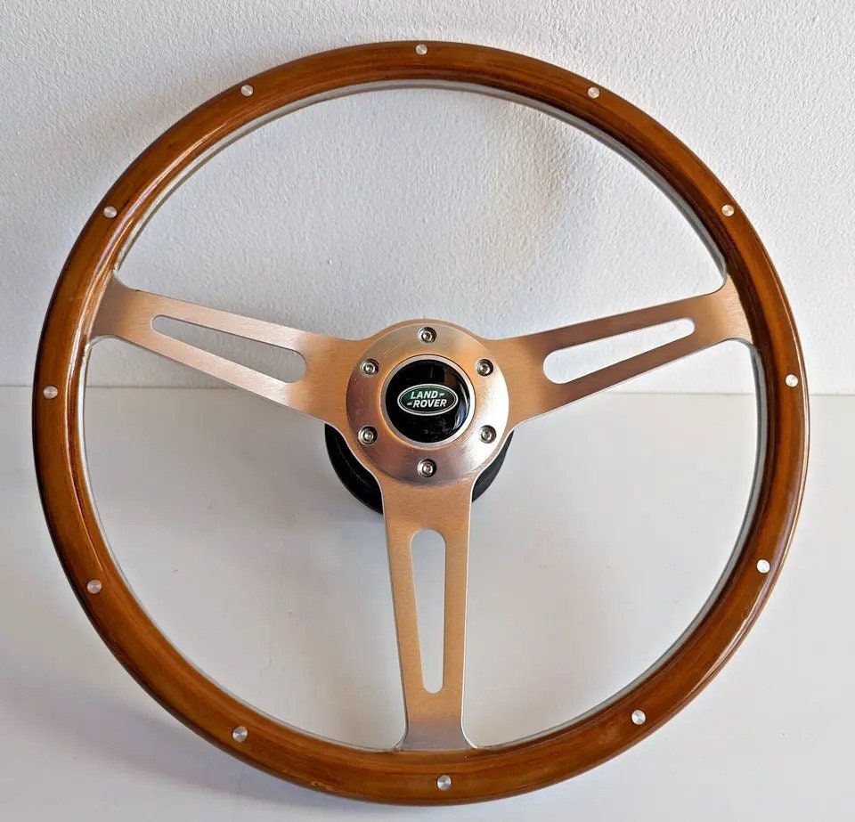 Steering wheel Used custom rebuld wood chome 380mm  vintage hand rebuilded Fits For Land Rover Defender 36 splines 90 110 130