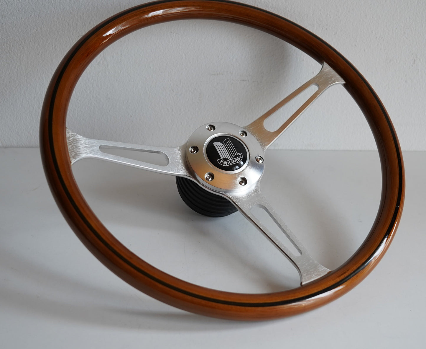 Steering wheel Fits For TRIUMPH Used Custom rebuilded Wood Silver spokes Beautiful Craftmanship For Spitfire MK IV 4 1500 TR7 TR8