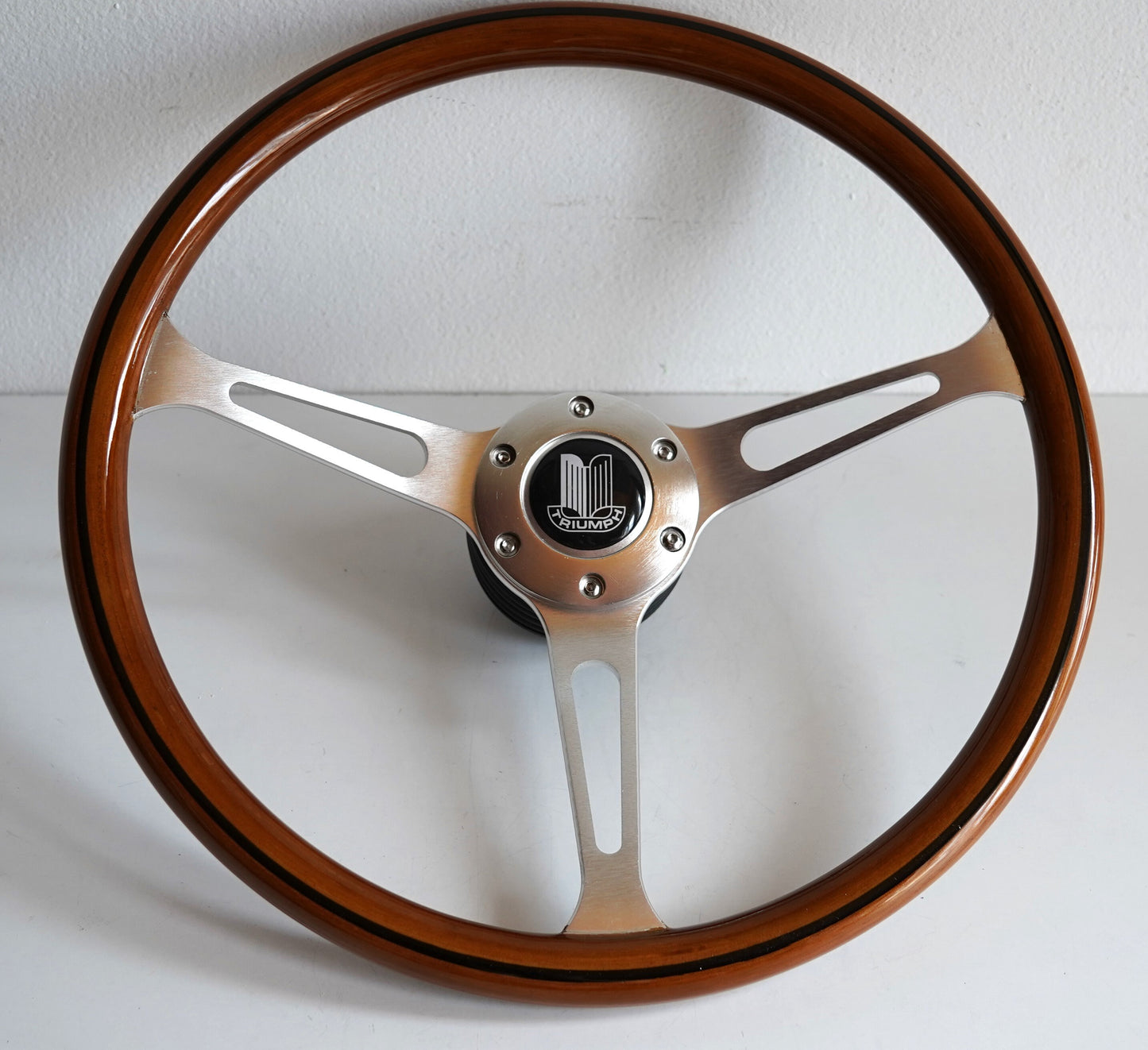 Steering wheel Fits For TRIUMPH Used Custom rebuilded Wood Silver spokes Beautiful Craftmanship For Spitfire MK IV 4 1500 TR7 TR8