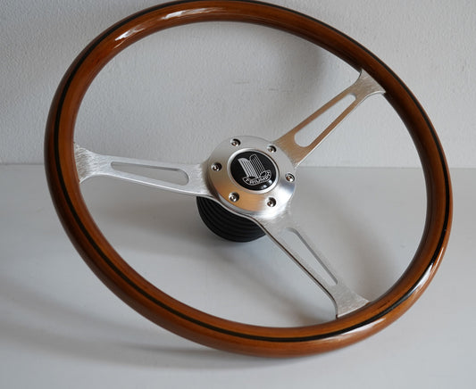 Steering wheel Fits for TRIUMPH Used Custom rebuilded Wood Silver spokes Beautiful Craftmanship 2500 PI  P.I. Dolomite   Stag