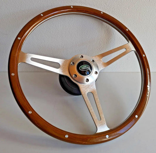 Steering wheel fits Land Rover Defender  90 110 custom rebuilded Wood Vintage 380mm Wooden Defender 36 spline