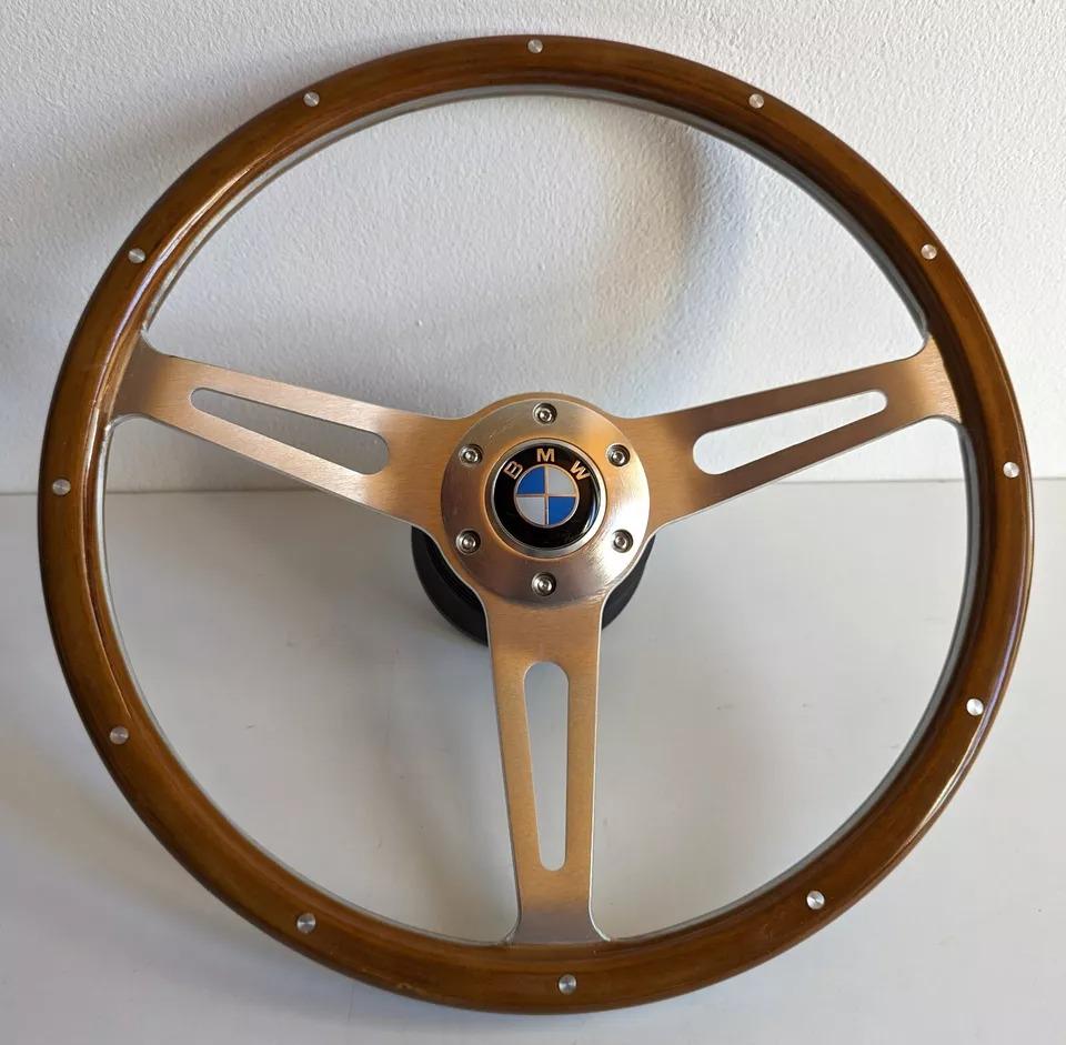 Steering wheel Fits For BMW Used Custom rebuilded Wood silver spokes Beautiful Craftmanship For E24 E28 E30 E32 E34 1986-1991