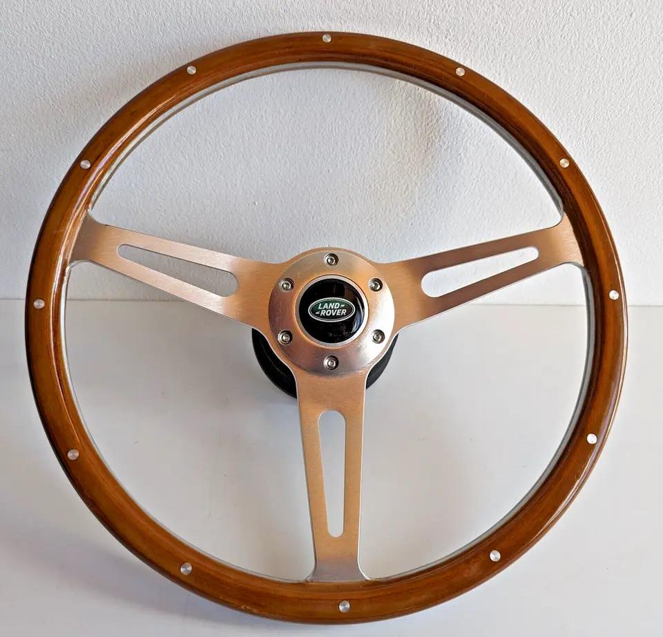 Steering wheel fits For Land Rover Used custom rebuilded Wood 380mm Wooden Vintage No Hub Adapter