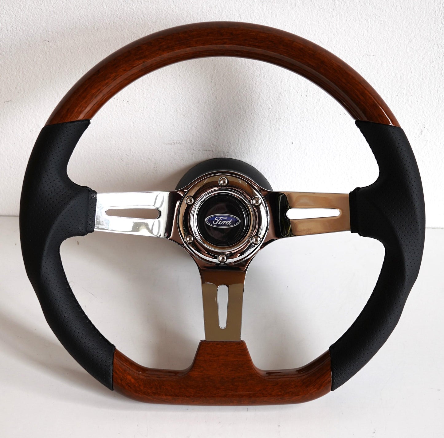 Steering wheel fits For Ford Used custom rebuld wood 350mm wooden Sport hand rebuilded Flat bottom For Granada Bronco