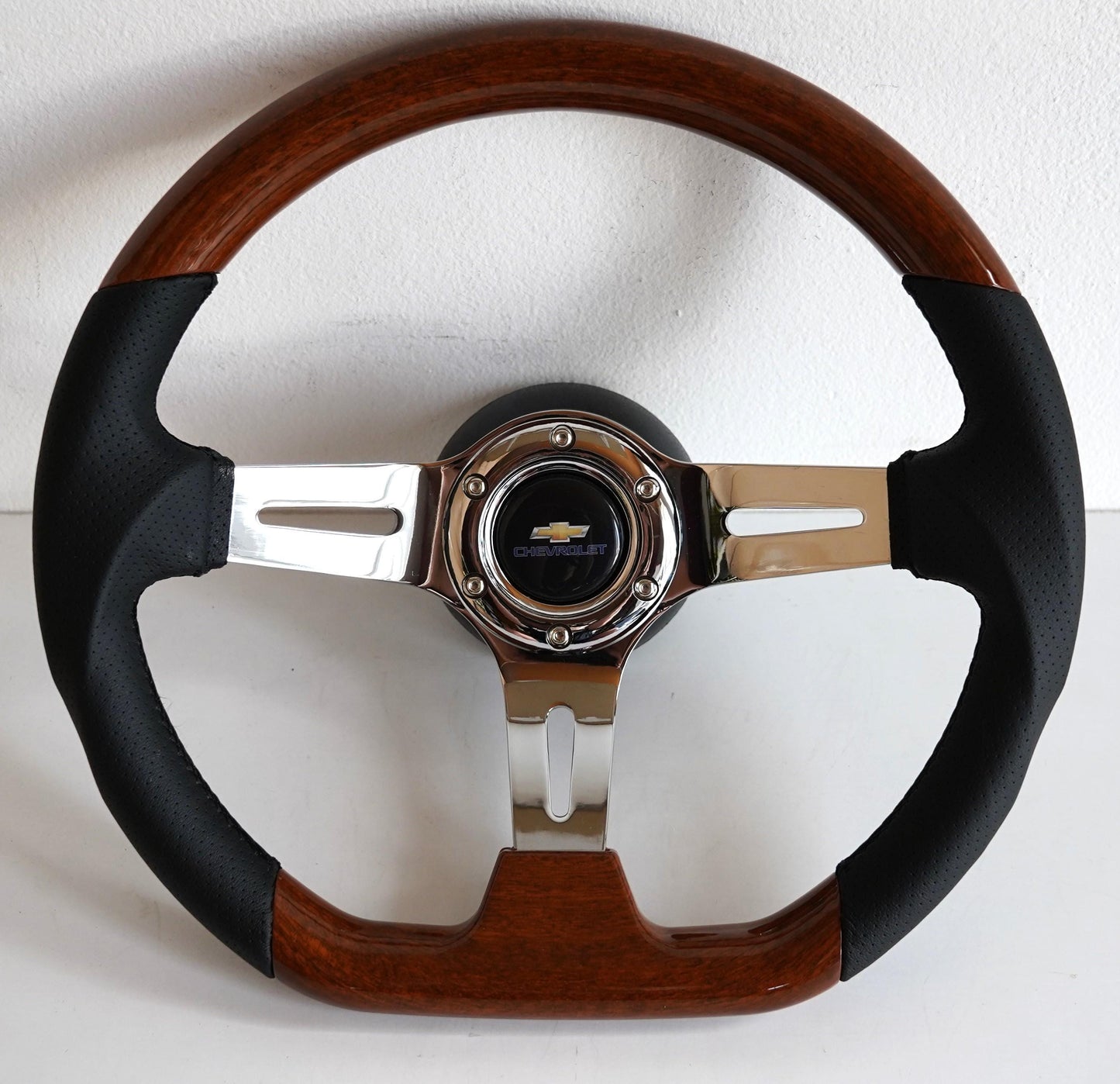 Steering wheel fits For Chevrolet Used custom rebuild Wood leather Flat Bottom Black hand rebuilded Deep Dish Chevy Camaro 1969 -1992