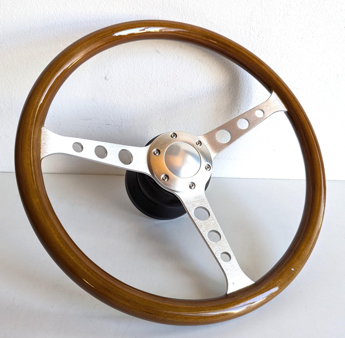 Steering wheel Used custom rebuld wood Silver Classic 380mm vintage hand rebuilded Fits For Mercedes Benz W123 W124 W201 W126 R107 1978-1988