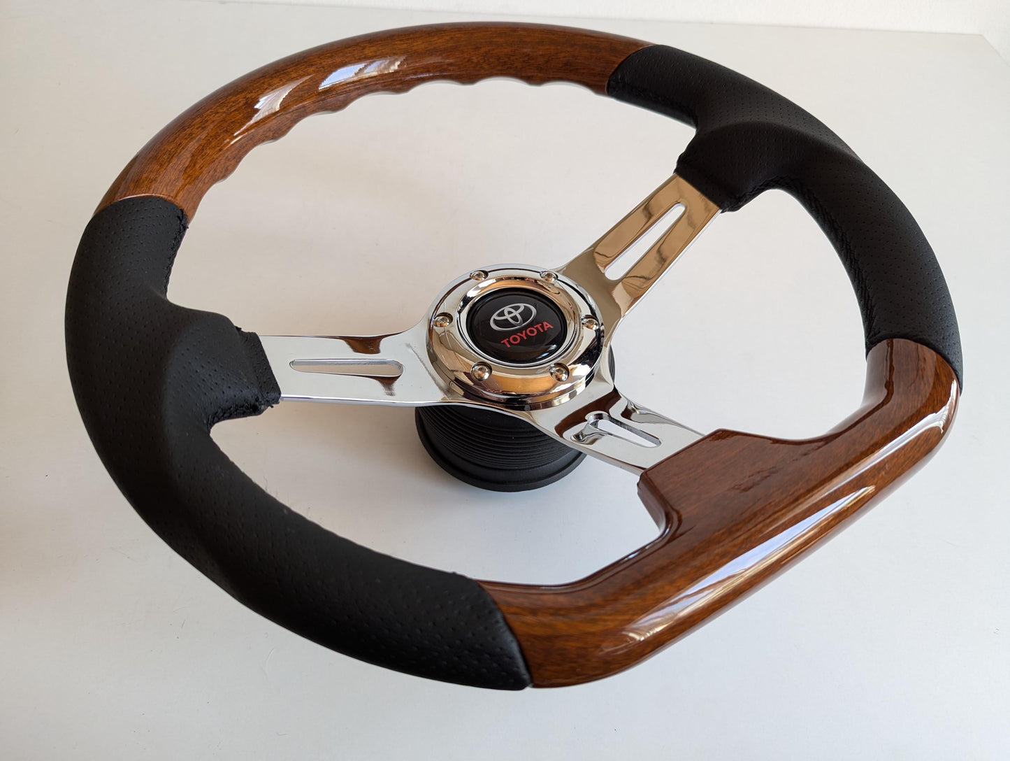 Steering wheel fits For TOYOTA Used custom rebuild Wood flat leather hand rebuilded  Sport For TOYOTA Celica Supra Mr2 Corolla Hiace