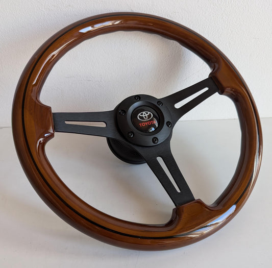 Steering wheel fits For TOYOTA Used custom rebuild Wood  hand rebuilded Wooden 350mm For TOYOTA Celica Supra Mr2 Corolla Hiace