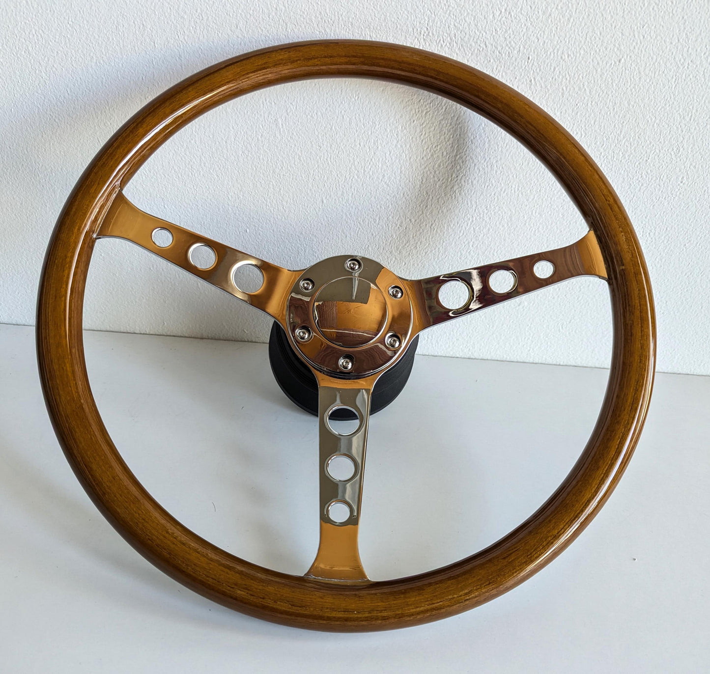 Steering wheel Used custom rebuld wood Chrome Classic 380mm vintage hand rebuilded Fits For Mercedes Benz W123 W124 W201 W126 R107 1978-1988