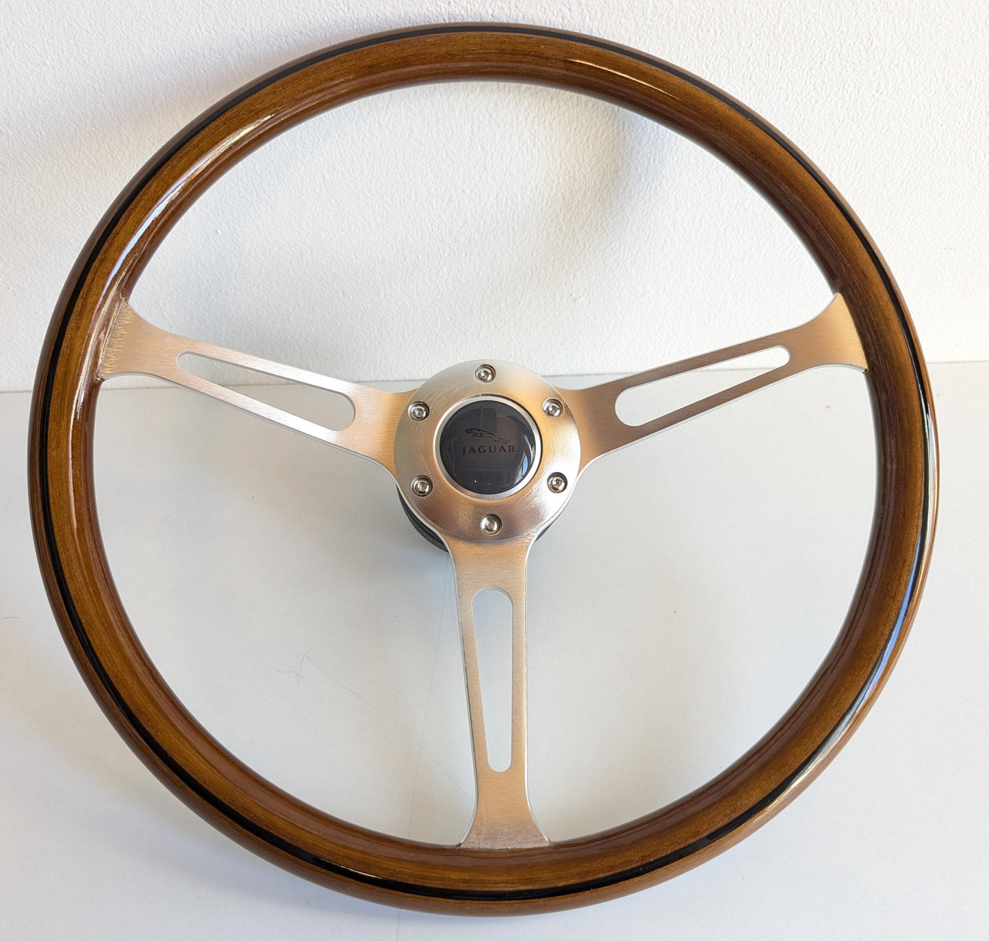 Steering wheel Used custom rebuld wood chome Silver spokes 380mm vintage hand rebuilded Fits For Jaguar XJS J40 XJR X55