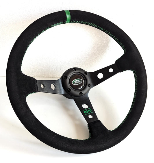 Steering wheel fits for Land Range Rover 1970 - 1983 Used custom rebuilded Suede Alcantar leather Sport 350mm