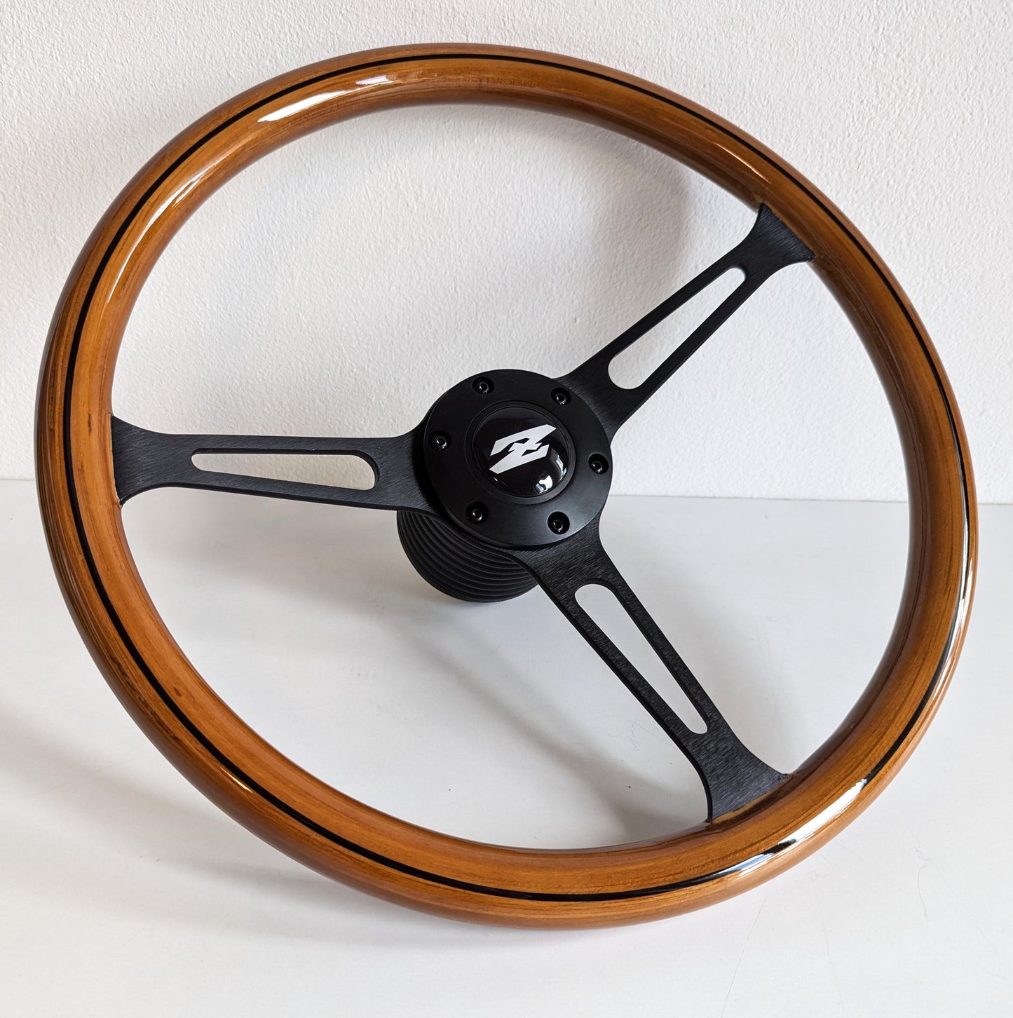 Steering wheel fits for Datsun 240Z 260Z 280Z Fairlady Vintage Used custom rebuild  Wood Black spokes 380mm Wooden Remanufactored  by hand