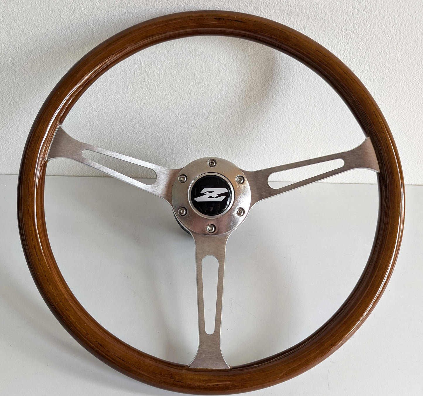 Steering wheel Used custom rebuld wood chome Silver spokes 380mm vintage hand rebuilded Fits For Datsun 240Z 260Z 280Z