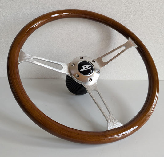 Steering wheel Used custom rebuld wood chome Silver spokes 380mm vintage hand rebuilded Fits For Datsun 240Z 260Z 280Z