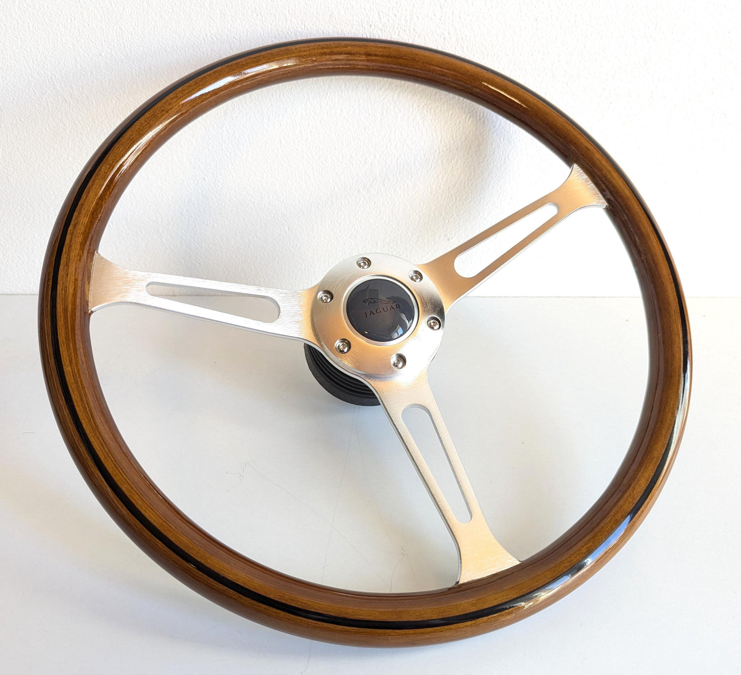 Steering wheel Used custom rebuld wood chome Silver spokes 380mm vintage hand rebuilded Fits For Jaguar XJS J40 XJR X55