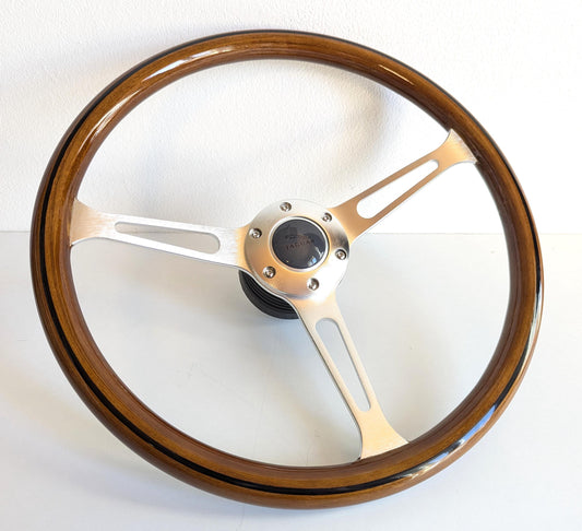 Steering wheel Used custom rebuld wood chome Silver spokes 380mm vintage hand rebuilded Fits For Jaguar XJS J40 XJR X55