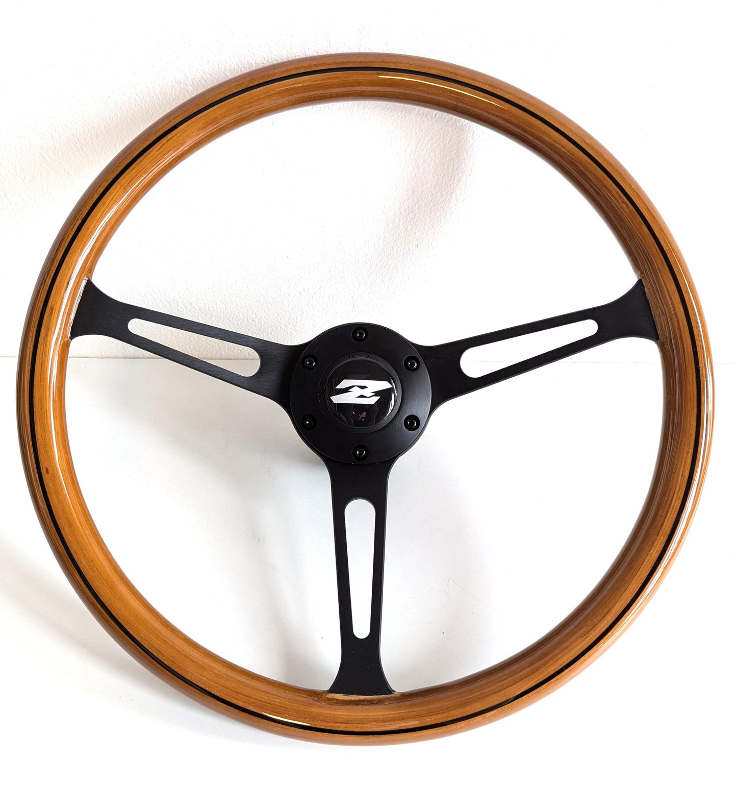 Steering wheel fits for Datsun 240Z 260Z 280Z Fairlady Vintage Used custom rebuild  Wood Black spokes 380mm Wooden Remanufactored  by hand